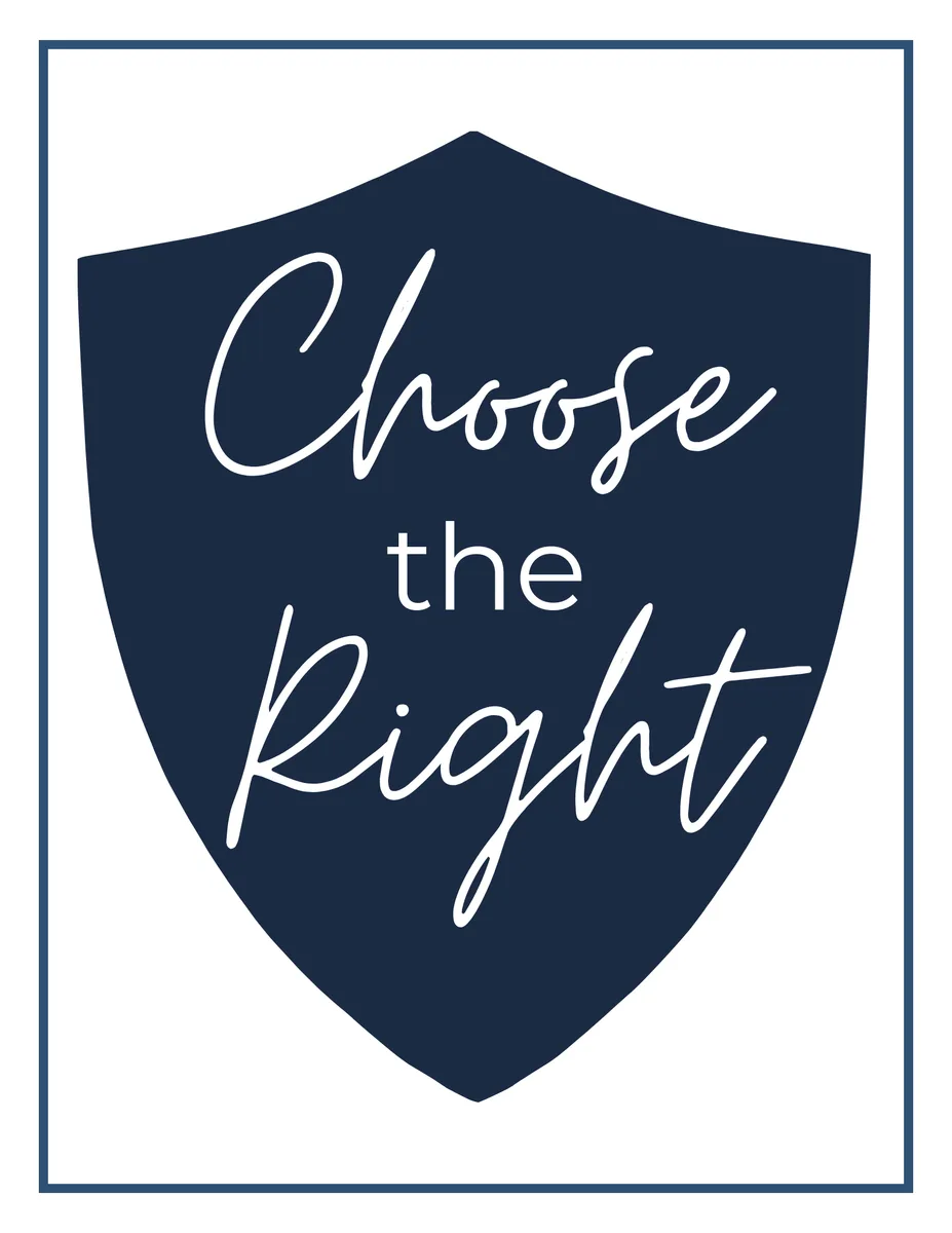 Baptism printable — Choose the Right sign, blue